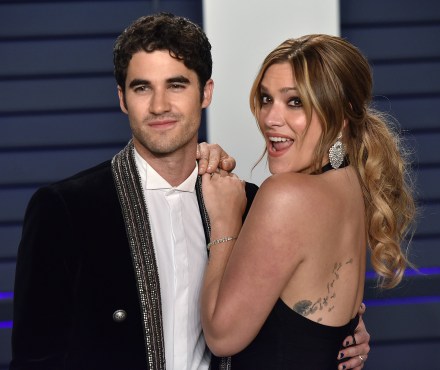 Darren Criss (L) and Mia Swier arrive for the Vanity Fair Oscar Party at the Wallis Annenberg Center for the Performing Arts in Beverly Hills, California on February 24, 2019.Academy Awards 2019, Beverly Hills, California, United States - 25 Feb 2019