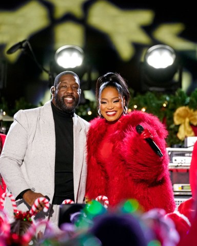 CHRISTMAS IN ROCKEFELLER CENTER -- 2023 -- Pictured: (l-r) Adam Blackstone, Keke Palmer -- (Photo by: Ralph Bavaro/NBC)