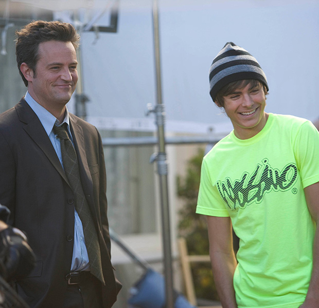 Matthew Perry and Zac Efron behind the scenes of '17 Again'
