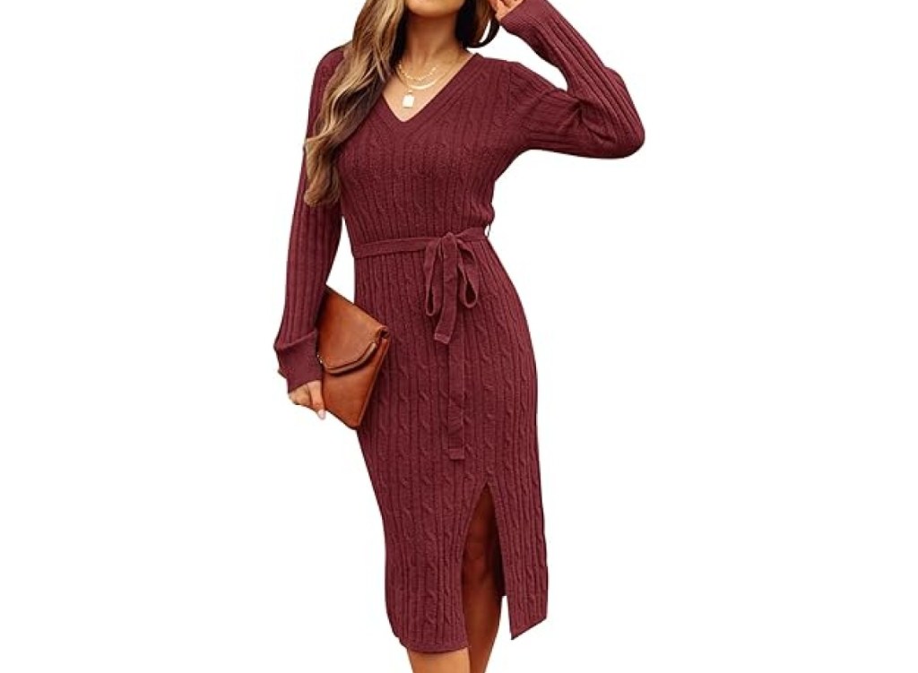 Cable Knit Bodycon Sweater Dress