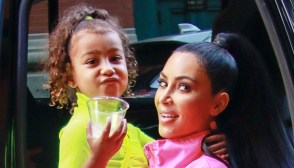 North West Channels Y2K Kim Kardashian in Purple Tracksuit: Photos