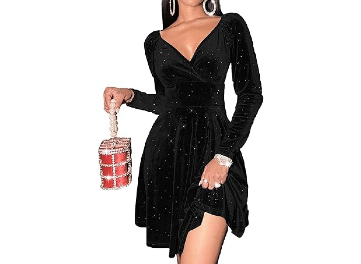 Velvet Glitter Cocktail Party Mini Dress