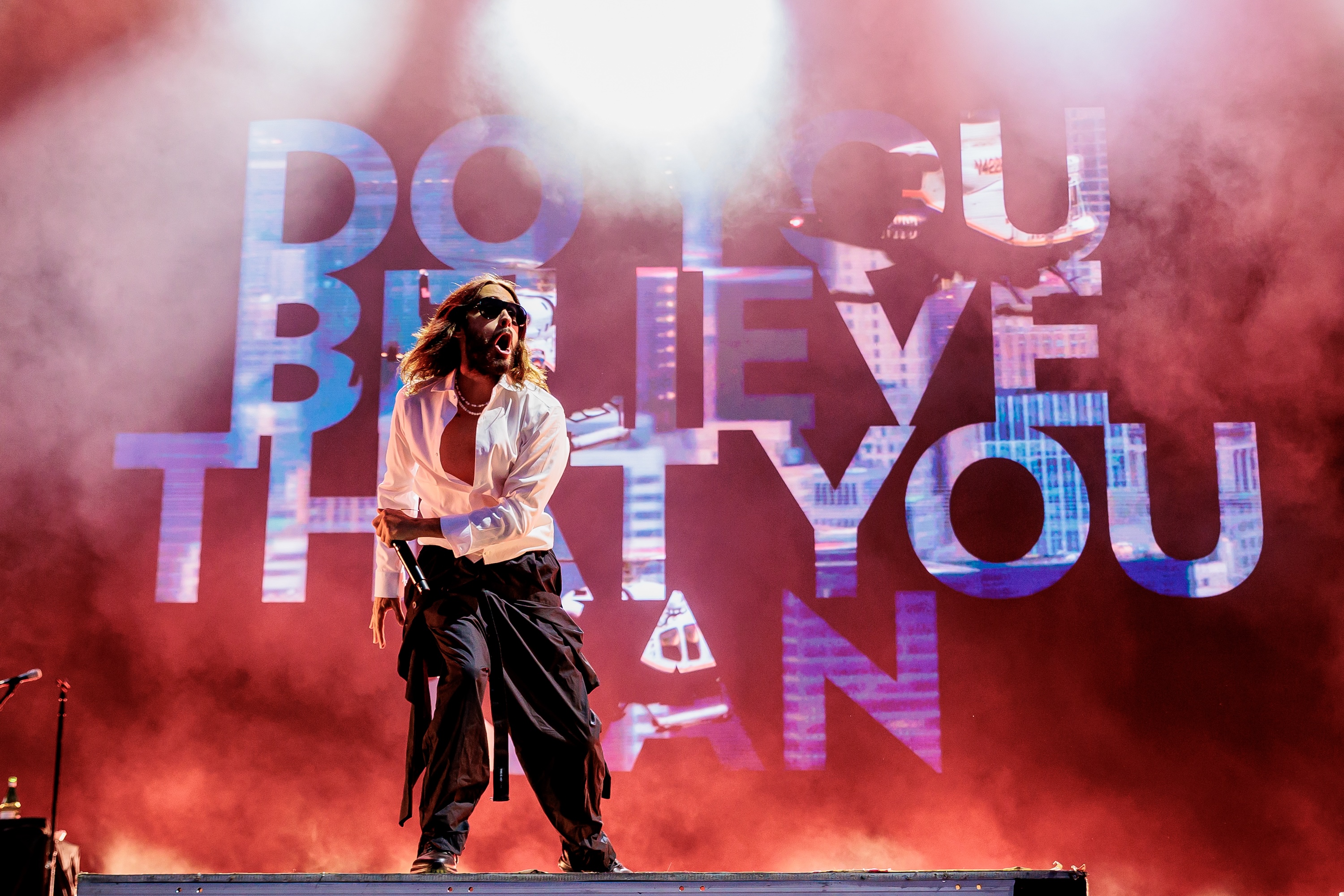 MILAN, ITALY - JULY 02: Jared Leto of Thirty Seconds To Mars performs at Ippodromo Snai San Siro on July 02, 2025 in Milan, Italy. (Photo by Sergione Infuso/Corbis via Getty Images)