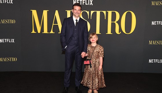 Bradley Cooper and his daughter, Lea at the Los Angeles premiere of Maestro