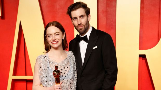 Emma Stone and Dave McCary at the 2024 Vanity Fair Oscar Party