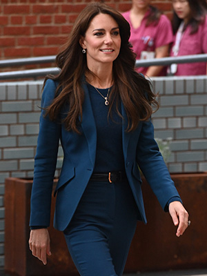 Kate Middleton Rocks Navy Blue Pantsuit During Hospital Visit