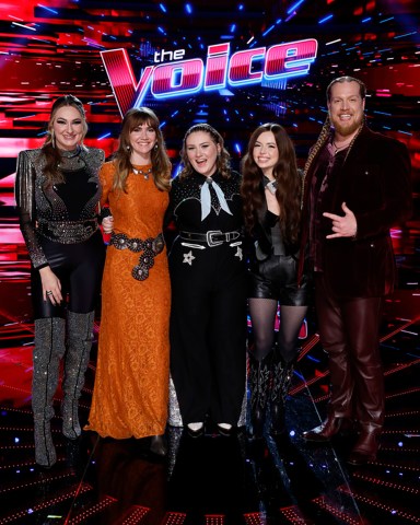 THE VOICE -- "	Live Semi-Final Results" Episode 2421B -- Pictured: (l-r) Jacquie Roar, Lila Forde, Ruby Leigh, Mara Justine, Huntley -- (Photo by: Trae Patton/NBC)