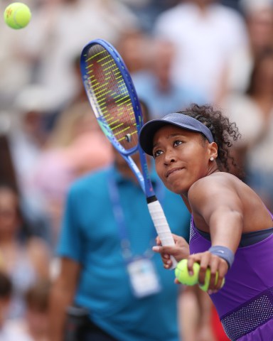 NEW YORK, NEW YORK - SEPTEMBER 01: Naomi Osaka of Japan celebrates after defeating Coco Gauff of the United States during their Women's Singles Fourth Round match on Day Nine of the 2025 US Open at USTA Billie Jean King National Tennis Center on September 1, 2025 in the Flushing neighborhood of the Queens borough of New York City. (Photo by Sarah Stier/Getty Images)