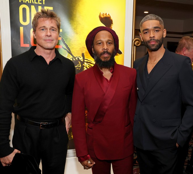 Brad Pitt Poses With Ziggy Marley & Kingsley Ben-Adir