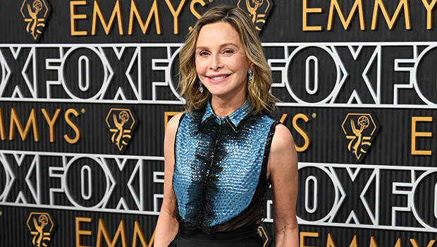 Calista Flockhart Looks Chic in Black & Blue Collared Dress at the Emmys