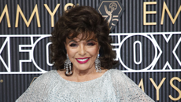 Joan Collins At Emmys 2023 Actress Wears Sparkling Blue Dress   Joan Collins Emmys 2023 Ftr 