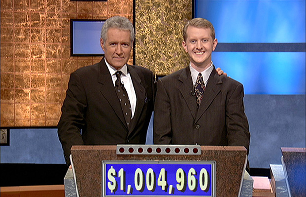 Ken Jennings and Alex Trebek