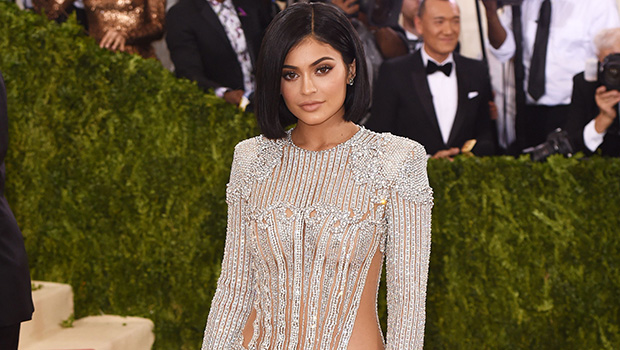 Kylie Jenner Glitters in Silver Sequin ‘Mermaid’ Dress at Paris Fashion Week