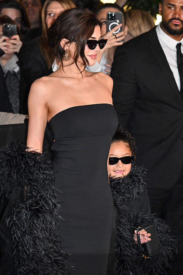 Kylie Jenner and Stormi Twin in Black Dresses for Paris Fashion Week