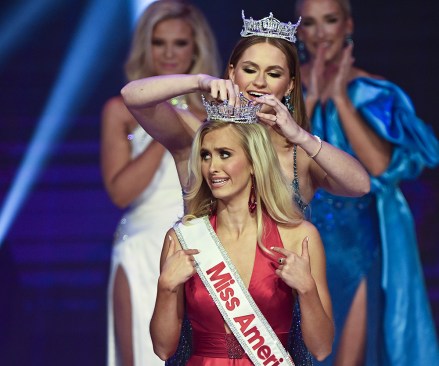 Miss Colorado, Madison Marsh is crowned by Miss America 2023, Grace Stanke as Miss America 2024 at the Dr. Phillips Center for the Performing Arts in Orlando, Florida on Sunday, January 14, 2024. .
Miss America Pageant in Orlando, Florida - 14 Jan 2024