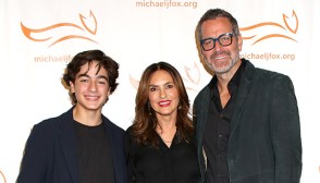 Mariska Hargitay and her son August and husband Peter