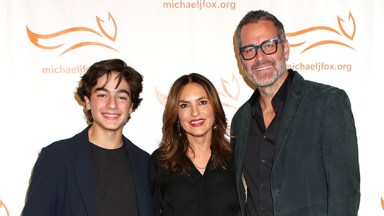 Mariska Hargitay and her son August and husband Peter