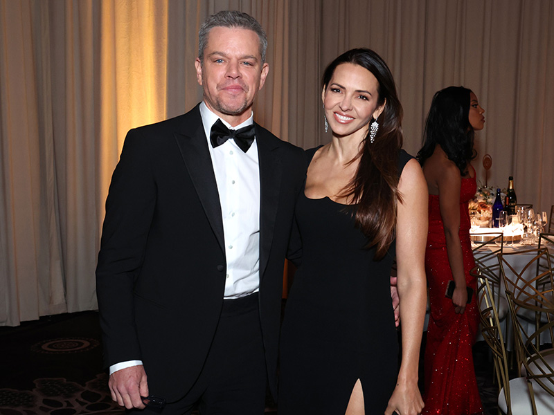 Matt Damon and Luciana Barroso at the Golden Globes