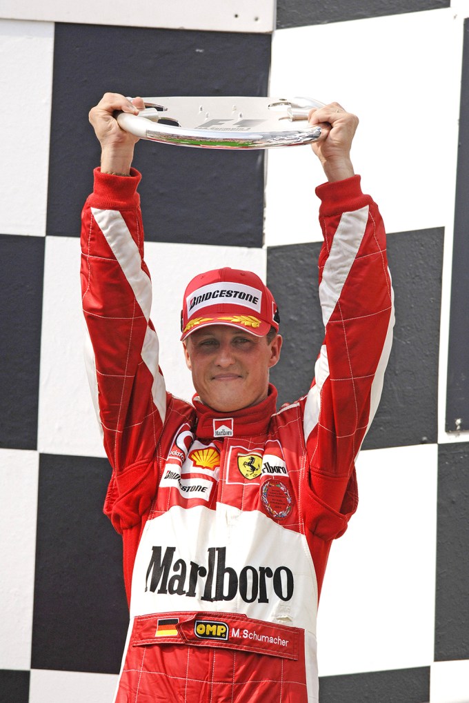 Michael Schumacher on the Podium for the Hungary Grand Prix