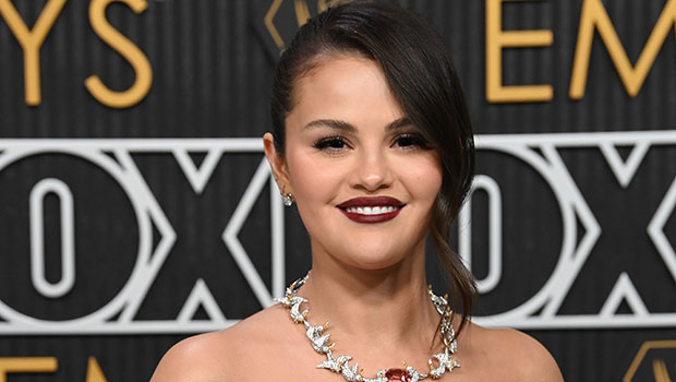 Selena Gomez Stuns in Plunging Sheer Sequin Dress at 2023 Emmys