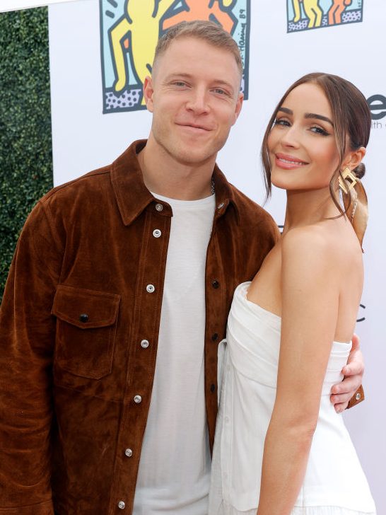 LOS ANGELES, CALIFORNIA - MAY 13: (L-R) Christian McCaffrey and Olivia Culpo attend the 6th Annual Best Buddies' Celebration of Mothers on May 13, 2023 in Los Angeles, California. (Photo by Stefanie Keenan/Getty Images for Best Buddies International  )