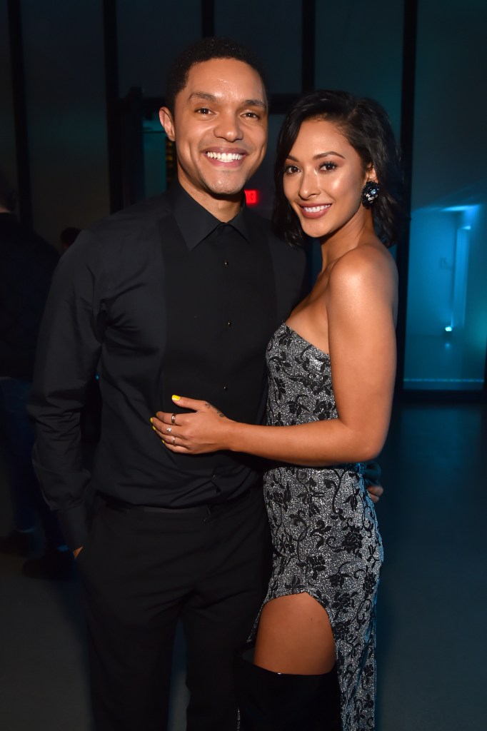 NEW YORK, NY - JANUARY 28: Comedian Trevor Noah (L) and Jordyn Taylor attend the Universal Music Group's 2018 After Party to celebrate the Grammy Awards presented by American Airlines and Citi at Spring Studios in New York City on January 28, 2018 in New York City. (Photo by Kevin Mazur/Getty Images for Universal Music Group)