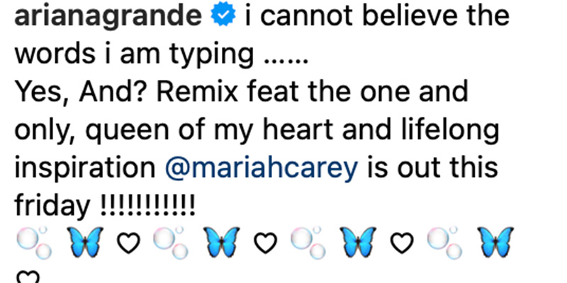 Ariana Grande Instagram comment