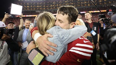 Brock Purdy hugging Jenna Brandt