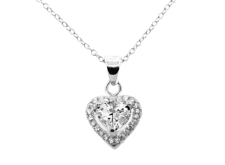 Cate & Chloe Amora 18k White Gold Heart Necklace