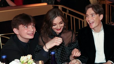 Aran Murphy, Yvonne McGuinness and Cillian Murphy at the 81st Golden Globe Awards