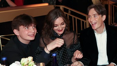 Aran Murphy, Yvonne McGuinness and Cillian Murphy at the 81st Golden Globe Awards