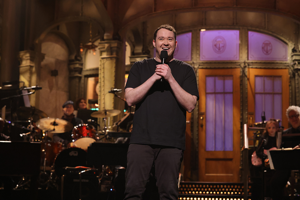 SATURDAY NIGHT LIVE -- Episode 1856 -- Pictured: Host Shane Gillis during the Monologue on Saturday, February 24, 2024 -- (Photo by: Will Heath/NBC)