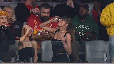 Taylor Swift seen drinking a beer at Super Bowl LVIII