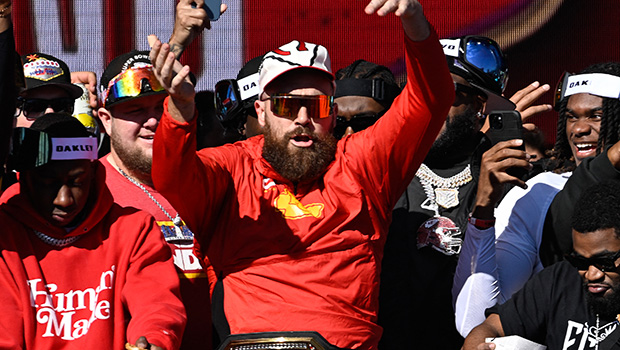 Travis Kelce Sports Huge Wrestling Belt at Chiefs Parade as Taylor Swift Heads to Australia