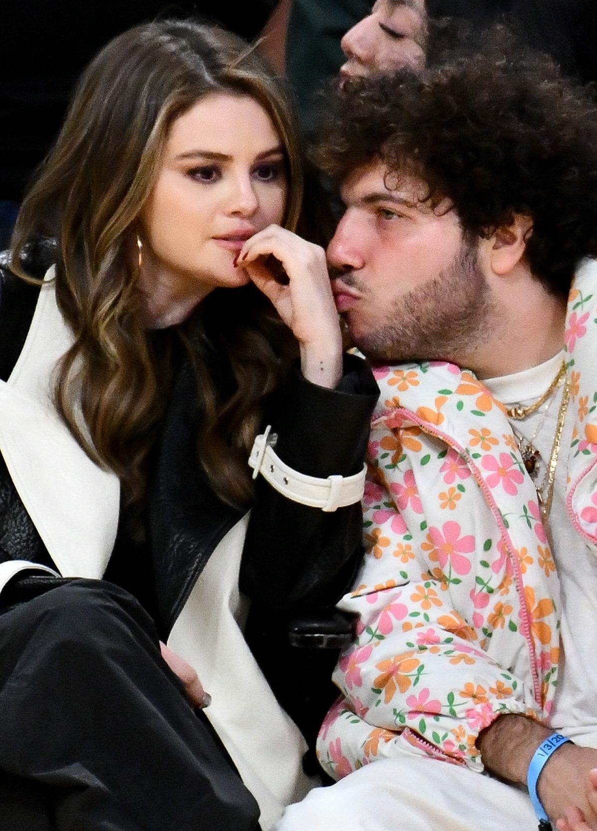 Selena Gomez and Benny Blanco at a basketball game