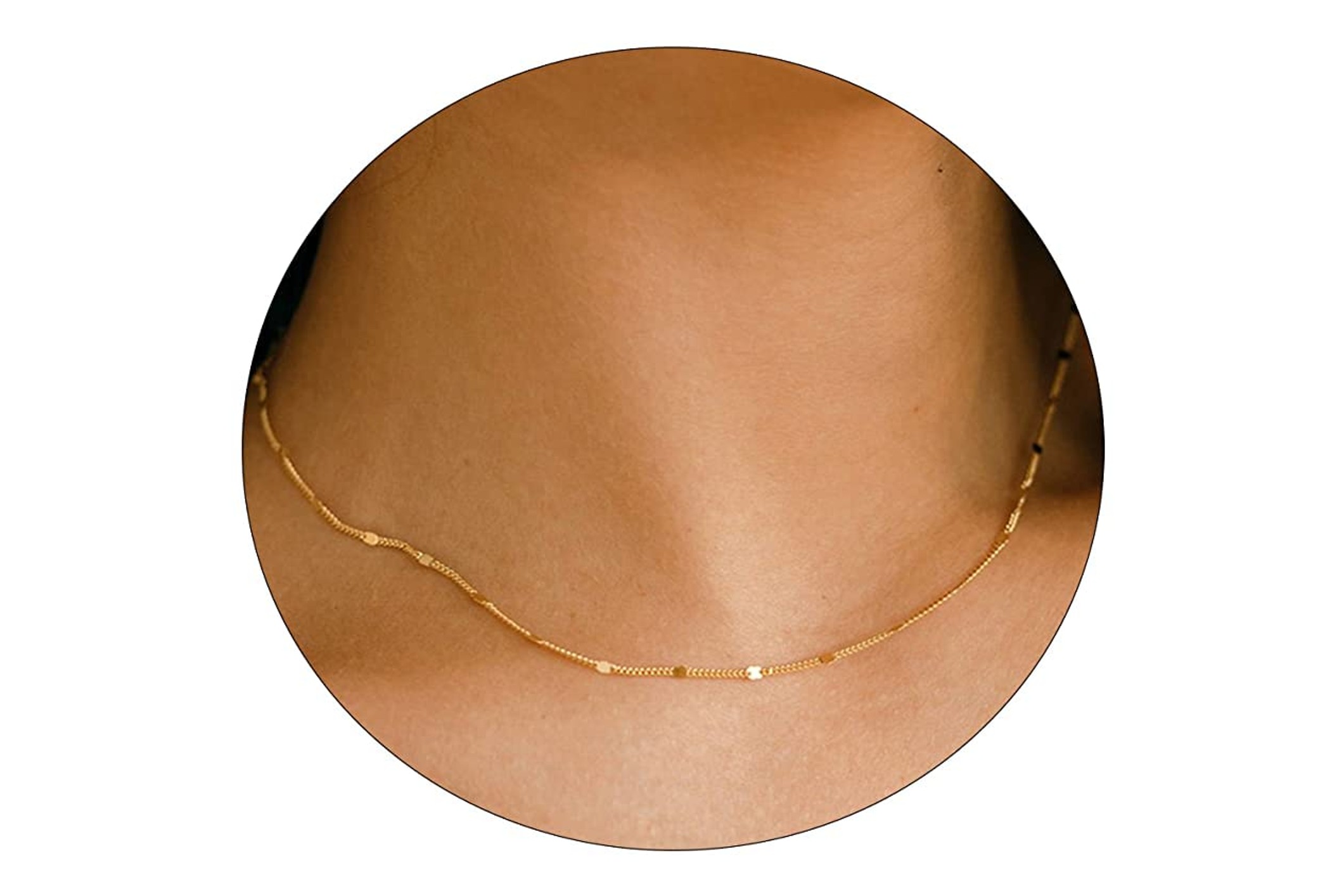 BERISO 14K Gold Plated Sparkle Dot Dainty Necklace