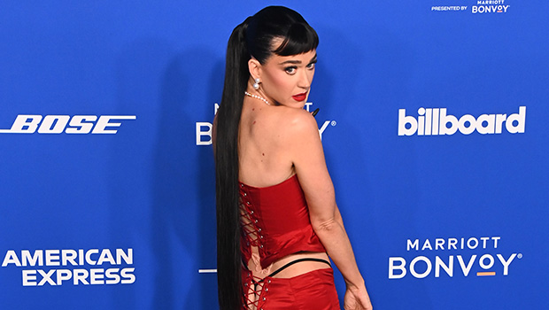 Katy Perry Shows Off G-String in Red Lace-Up Outfit at the 2024 Billboard Women in Music Awards: Photos