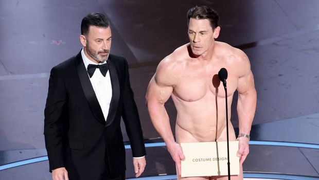 Jimmy Kimmel and John Cena at the 2024 Oscars