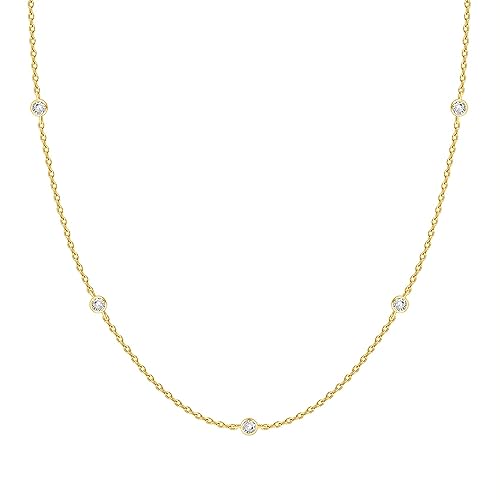 PAVOI 14K Gold Plated Station Necklace