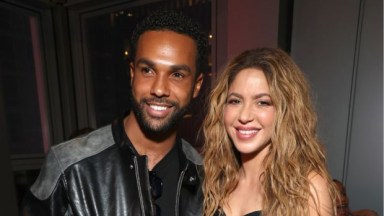Lucien Laviscount posing with Shakira for a picture in New York