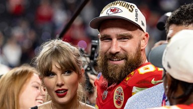 Taylor Swift and Travis Kelce at the 2024 Super Bowl