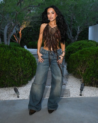 Becky G at CARAVANA 15-Year Celebration at Coachella held at The Madison Club on April 09, 2026 in La Quinta, California. (Photo by Katie Flores/WWD via Getty Images)