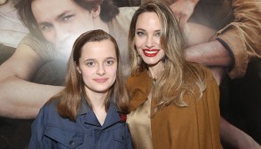 Vivienne Jolie and Angelina Joile at the premiere of The Outsiders