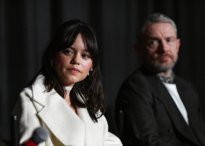 Jenna Ortega and Martin Freeman promoting their film Miller's Girl