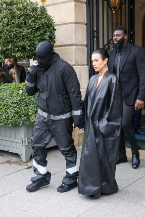 PARIS, FRANCE - FEBRUARY 28: Kanye West and Bianca Censori are seen leaving their hotel on February 28, 2024 in Paris, France. (Photo by MEGA/GC Images)