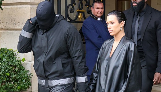 Kanye West holding Bianca Censori's hand