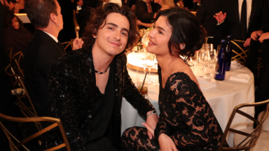Timothee Chalamet and Kylie Jenner at the 2024 Golden Globes