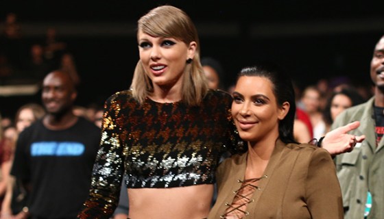 Taylor Swift and Kim Kardashian at the 2015 VMAs