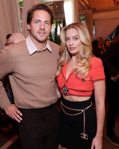 LOS ANGELES, CALIFORNIA - JANUARY 12: (L-R) Tom Ackerley and Margot Robbie attend the AFI Awards Luncheon at Four Seasons Hotel Los Angeles at Beverly Hills on January 12, 2024 in Los Angeles, California. (Photo by Matt Winkelmeyer/Getty Images)