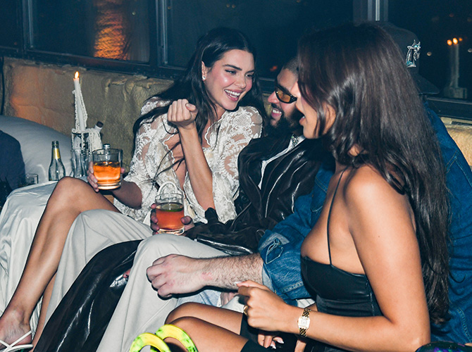 Kendall Jenner talking to Bad Bunny at a Met Gala after-party 